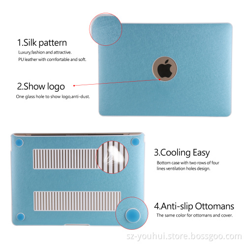Factory Price Silk Pattern Leather Cover Shell Hard Case for Macbook 11" 12" 13" 15"
